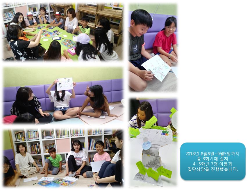 공립지역아동센터 집단상담프로그램 진행(8월6일~9월 5일, 8회기)
