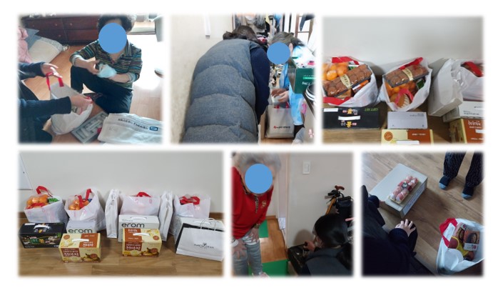 설 명절 후원물품 22가정에 전달했어요