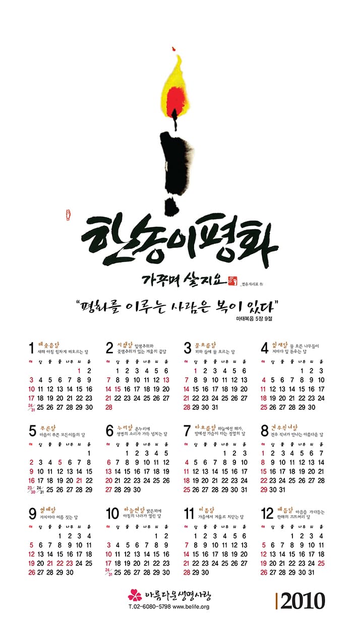 2010년도 달력
